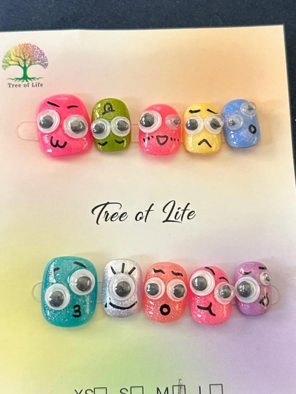 Tree of Life Googly-Eye Character Rings - Pink, Green, Blue, Yellow, Purple